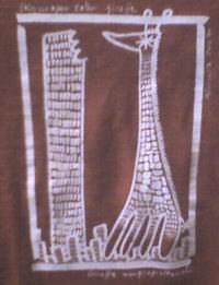 maglietta con giraffa mangia grattacieli